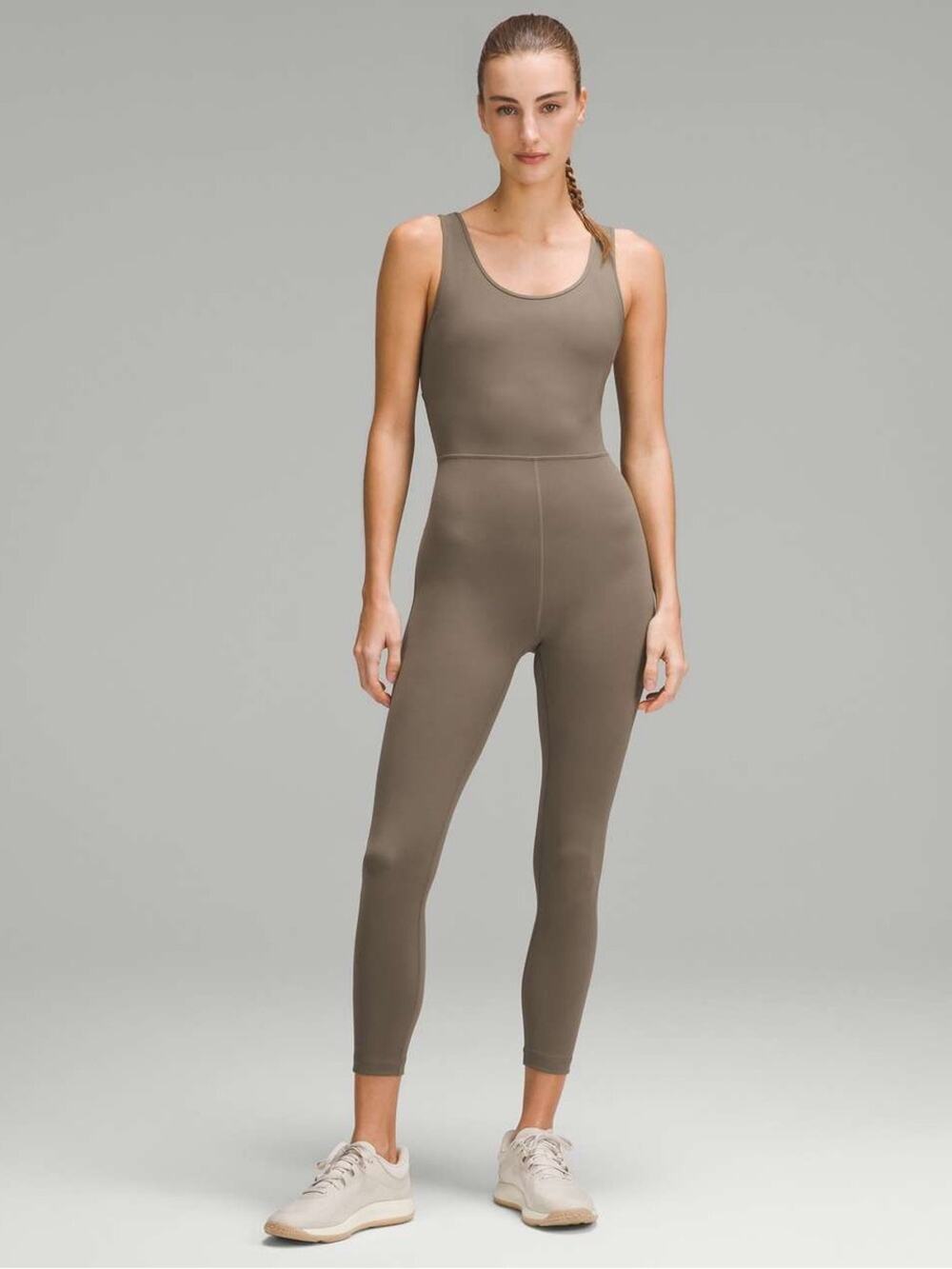 Lululemon Wunder Train Bodysuit 25" Nomad Tan Everlux Onesie One Piece Size 12
